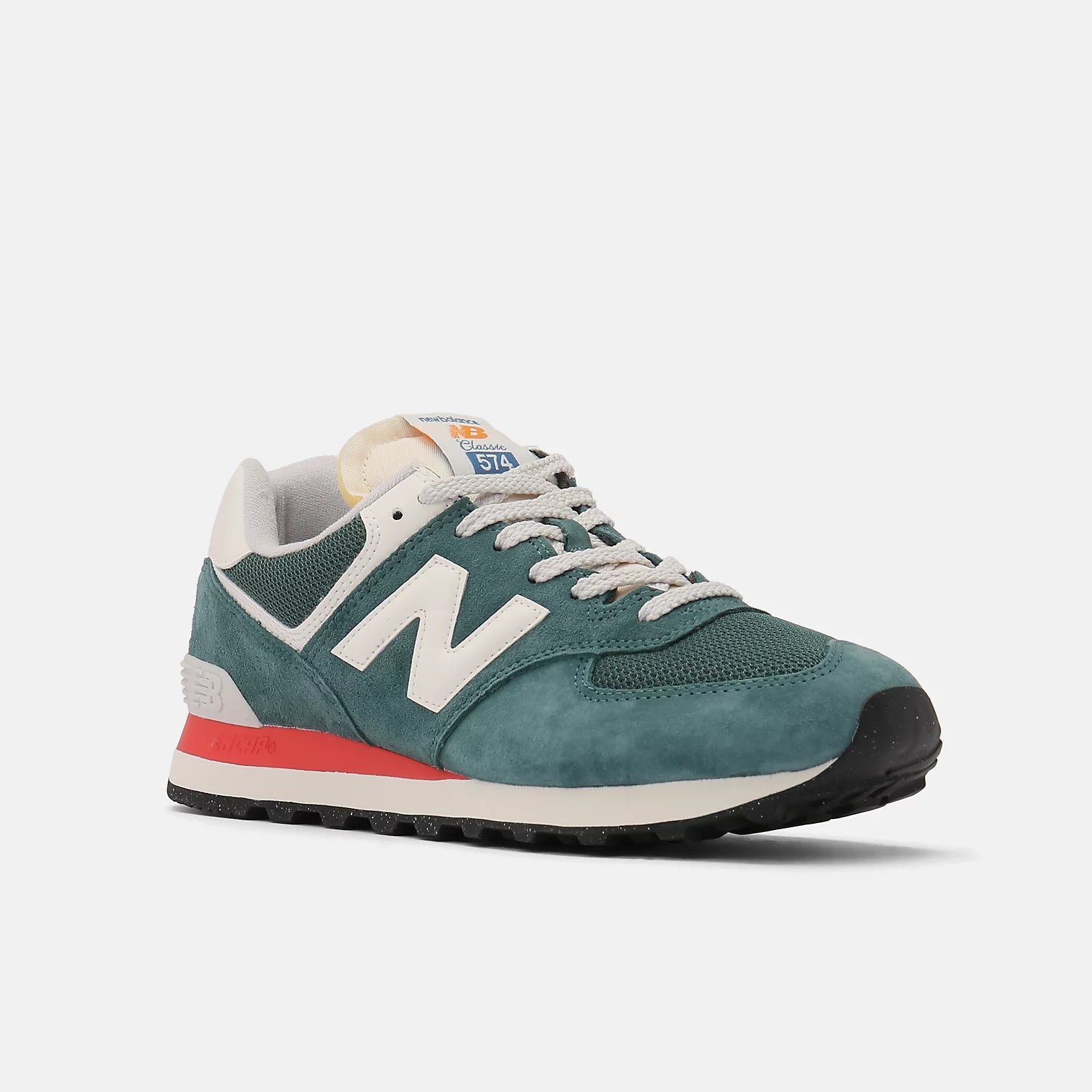 New Balance Unisex 574 V2 Varsity Suede Sneaker - New Spruce / Sea Salt