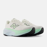 New Balance Women's Fresh Foam X More v6 Cushioned Running Shoe - Sea Salt with Lab Green and Frosted Glass