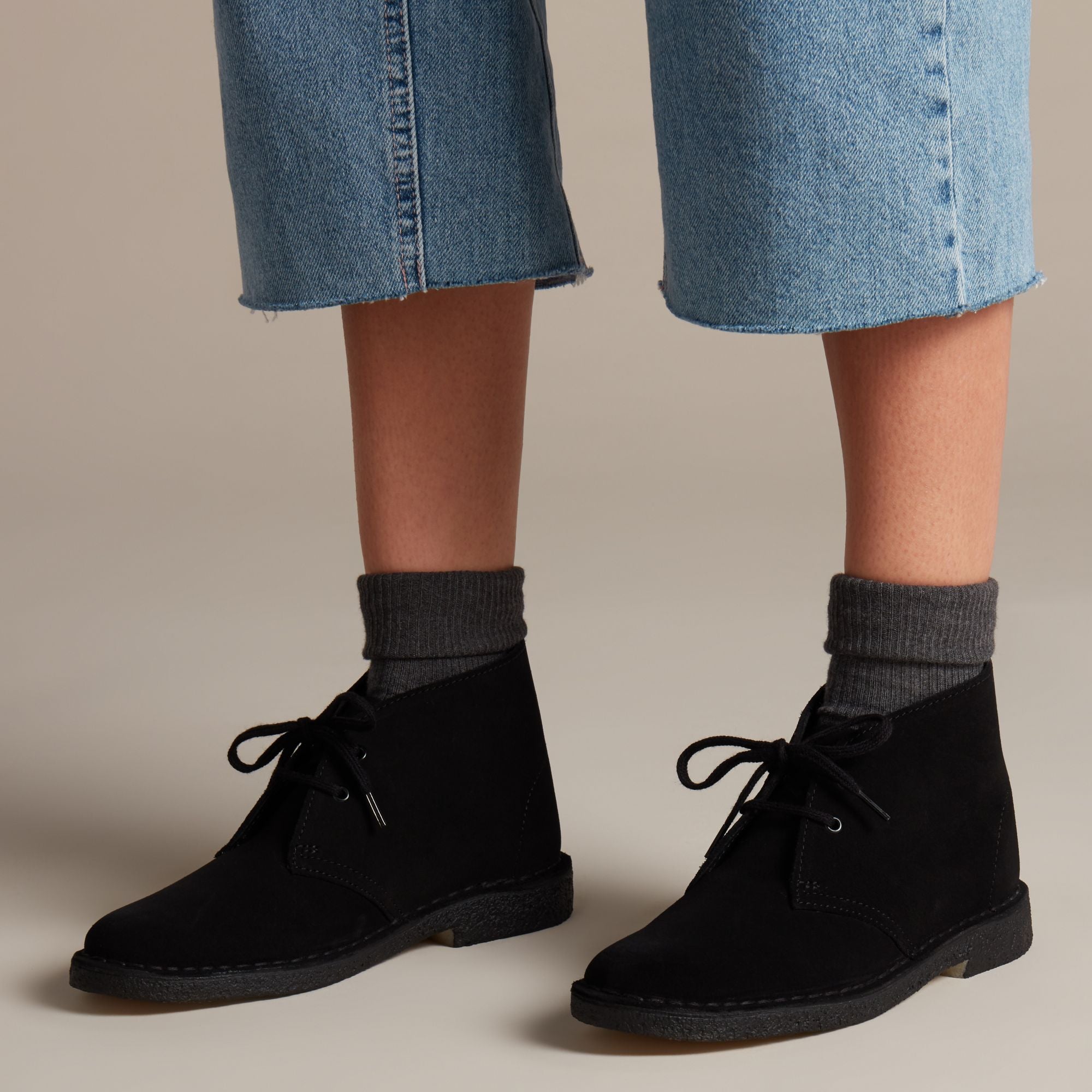 Clarks Women's Desert Boot Black Suede