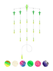 Bluewing 36" Fishing Spreader Bar Starboard Canyon with 6" Floating Squids, Trolling Birds and 316 Stainless Steel Rod - Yellow/Green | Hiline Sport