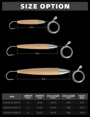 Bluewing Cedar Plug Trolling Lure with Flourocarbon Leader, 2pcs | Hiline Sport