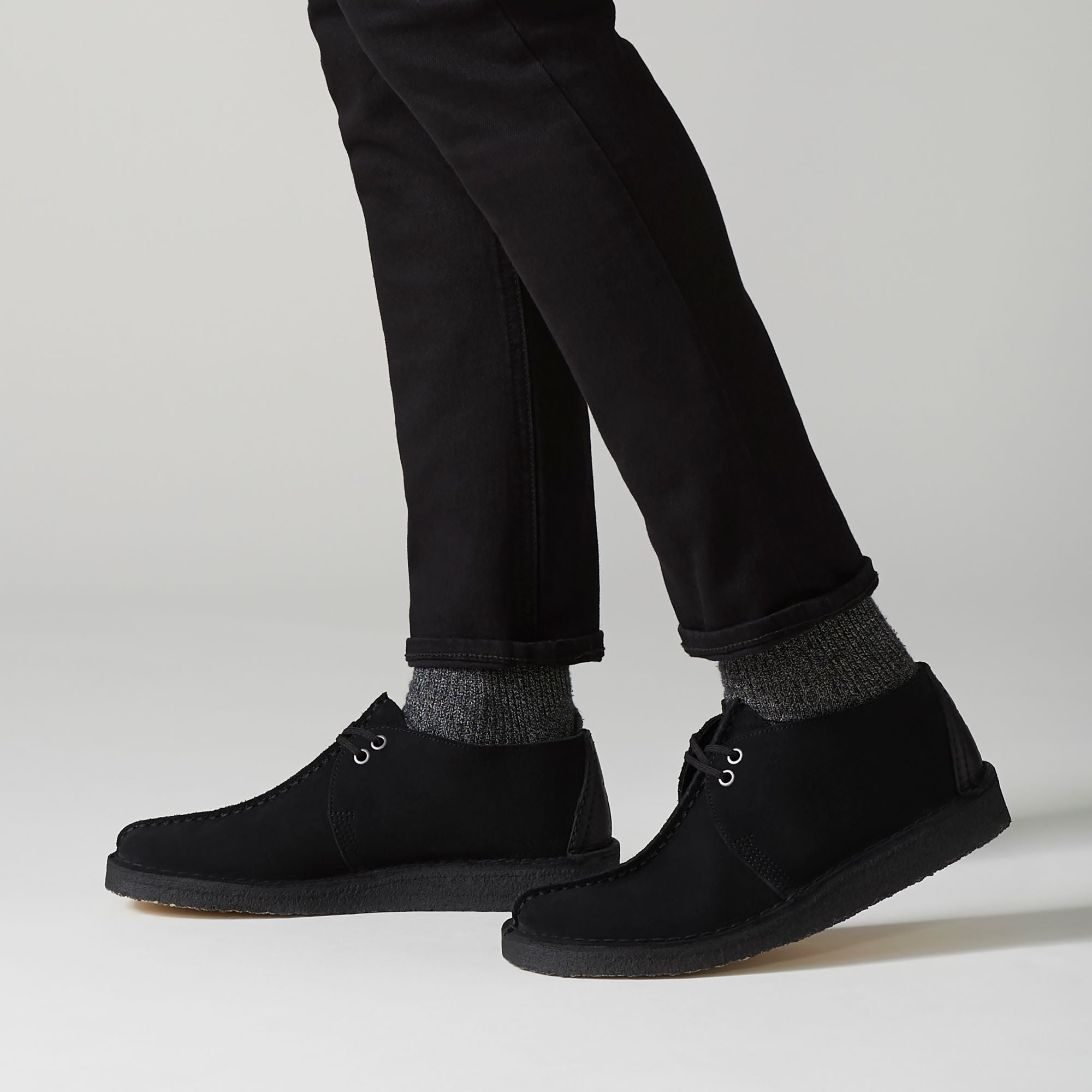 Clarks originals desert trek black suede online