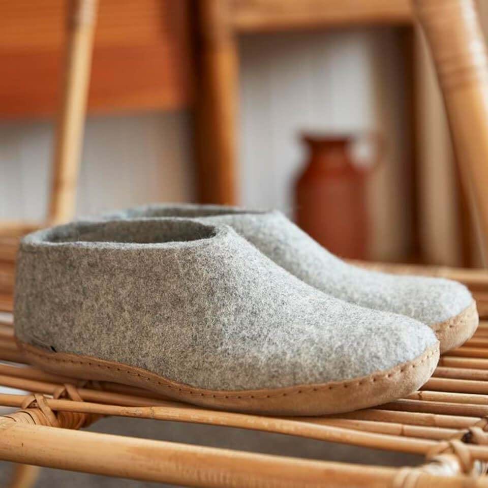 Glerups Unisex Natural Wool with Leather Sole Shoe - Hiline Sport -