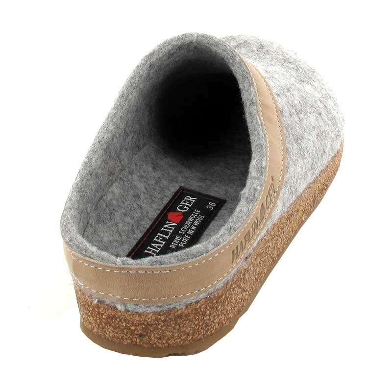 Haflinger Unisex GZL Grizzly Wool Clog Leather Trim Slipper - Hiline Sport -