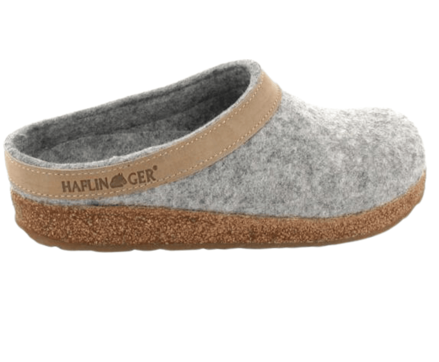 Haflinger Unisex GZL Grizzly Wool Clog Leather Trim Slipper