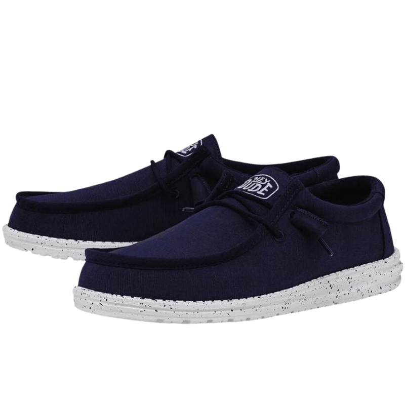 Hey Dude Men's Wally Slub Canvas Navy Shoes | Hiline Sport