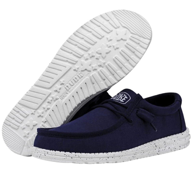 Hey Dude Men's Wally Slub Canvas Navy Shoes | Hiline Sport