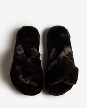 Hunter Women's Faux Fur Flatform Crossover Slide - Hiline Sport -