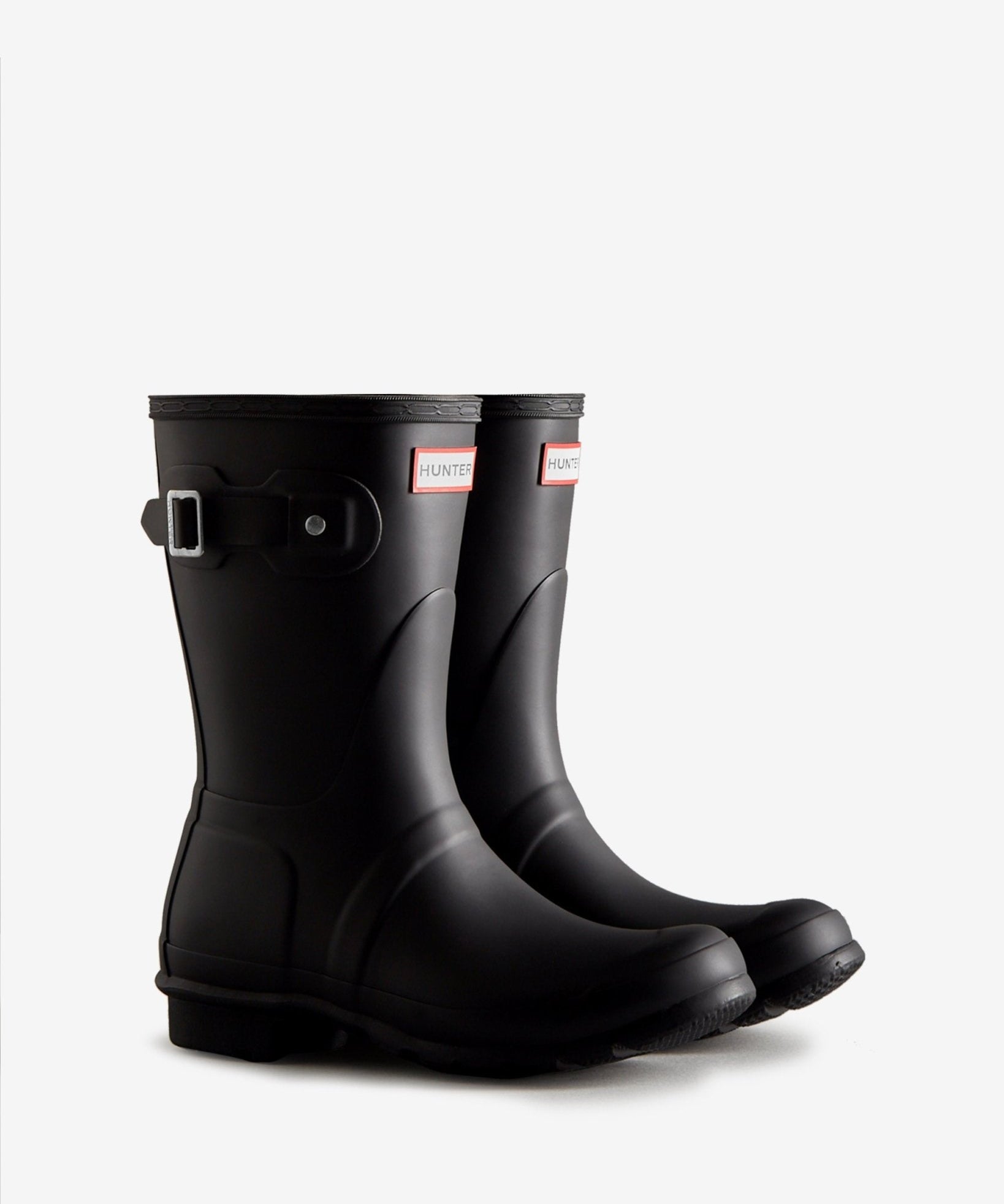 Hunter Women's Short Quilted Rain Boots - Synthetic Upper, Round Toe, 9.25" Shaft, Black, Size 8